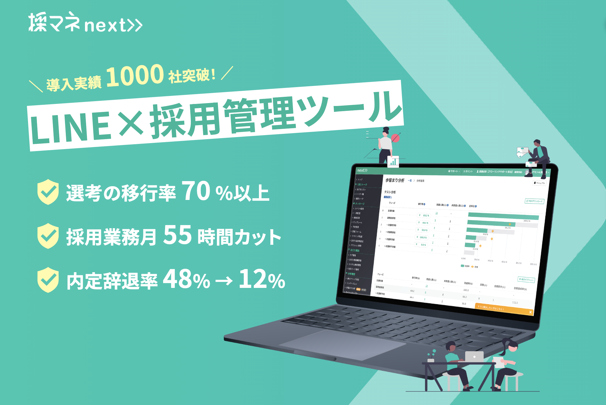 導入実績1000社突破！LINE×採用管理ツール【採マネnext≫】